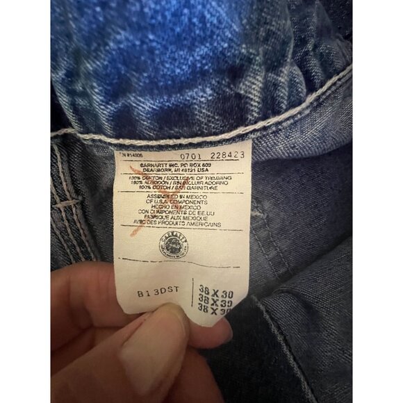 Carhartt Mens Blue Denim Work Jeans Size 38x30 Slight (paint) Stains Distress - Picture 8 of 12